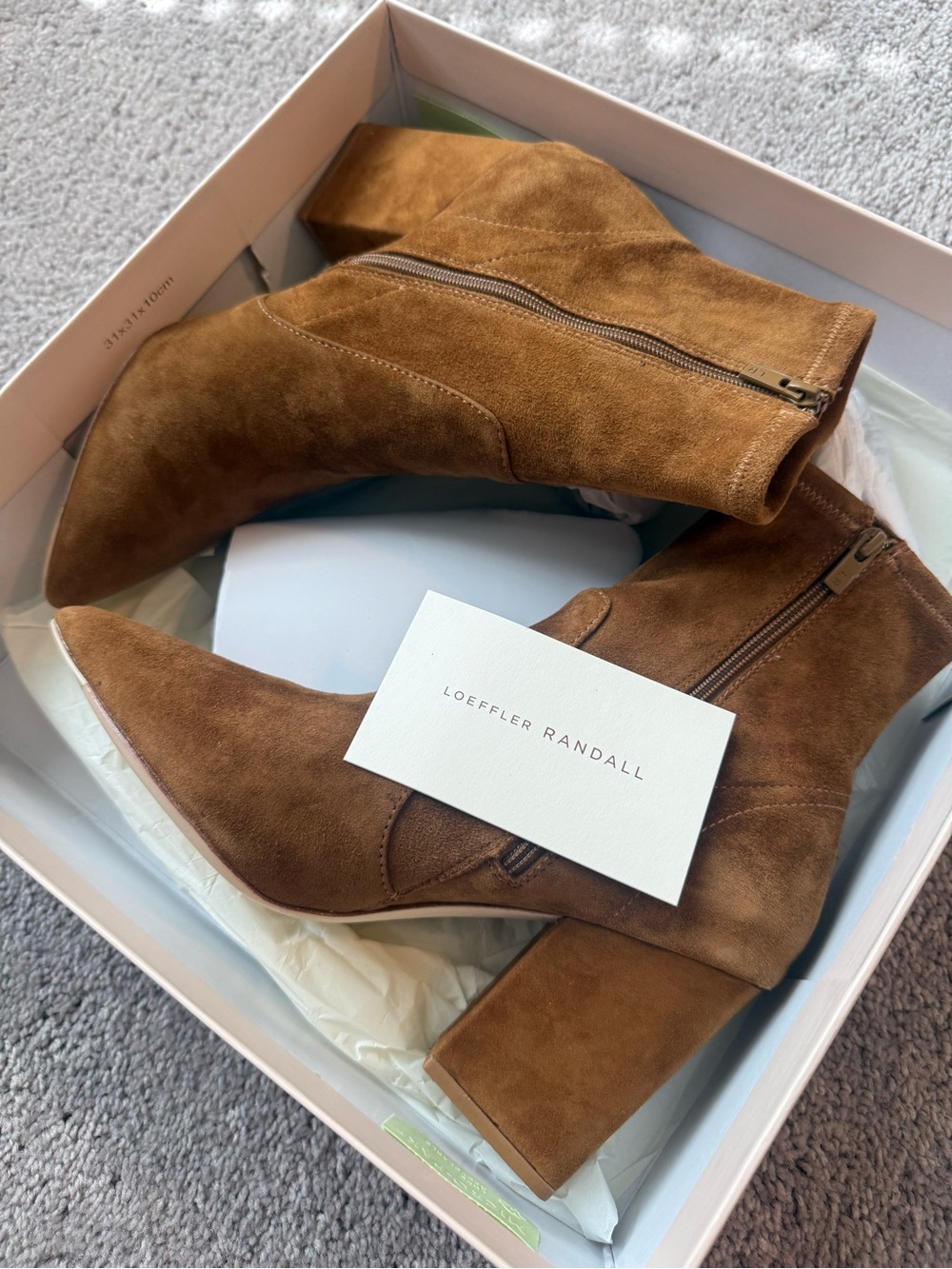 Loeffler Randall Chestnut Suede Pointed Toe Block Heel Ankle Boots - Picture 11 of 13